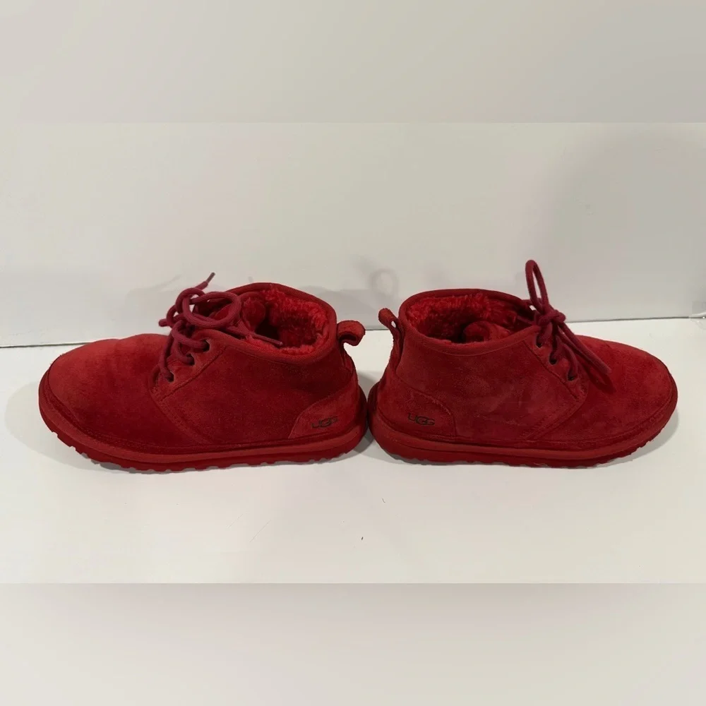 UGG Neumel Boots Red Suede Shearling Lined Chukka Men’s 8 Women’s 9.5